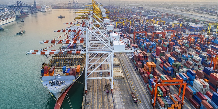 shipping, ship, containers, dock, port