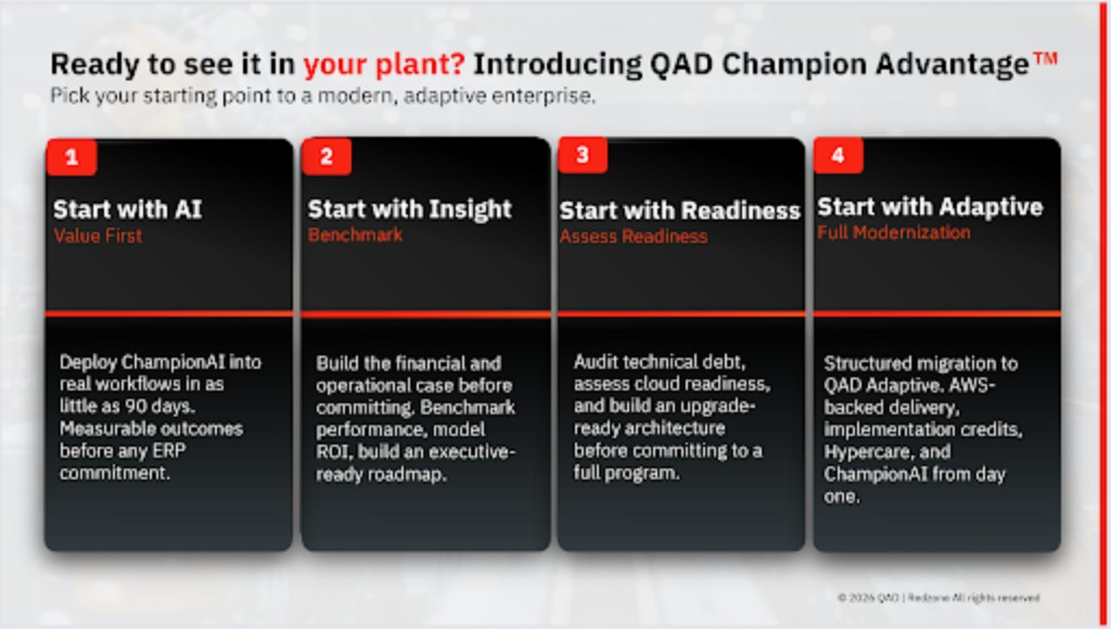 QAD Champion Advantage, manufacturing AI