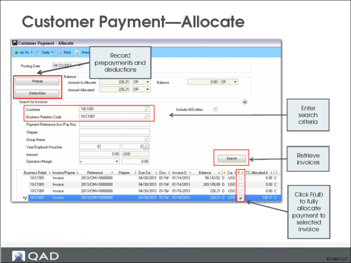 Customer Payment—Allocate