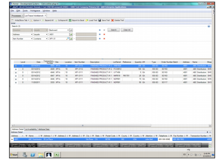 Example of Using Lot Trace Workbench