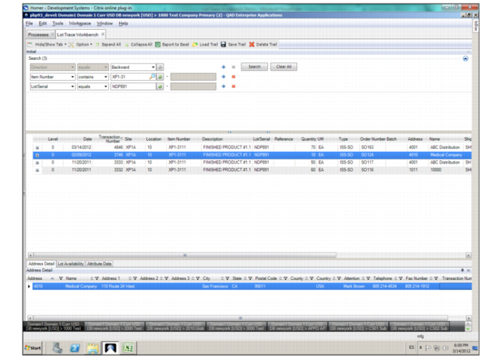 Example of Using Lot Trace Workbench